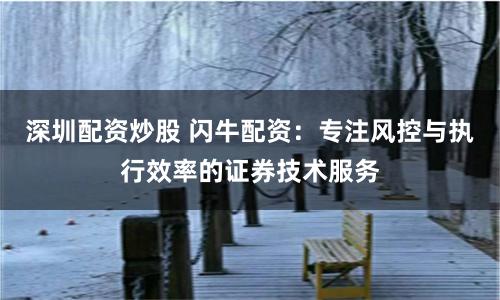 深圳配资炒股 闪牛配资：专注风控与执行效率的证券技术服务